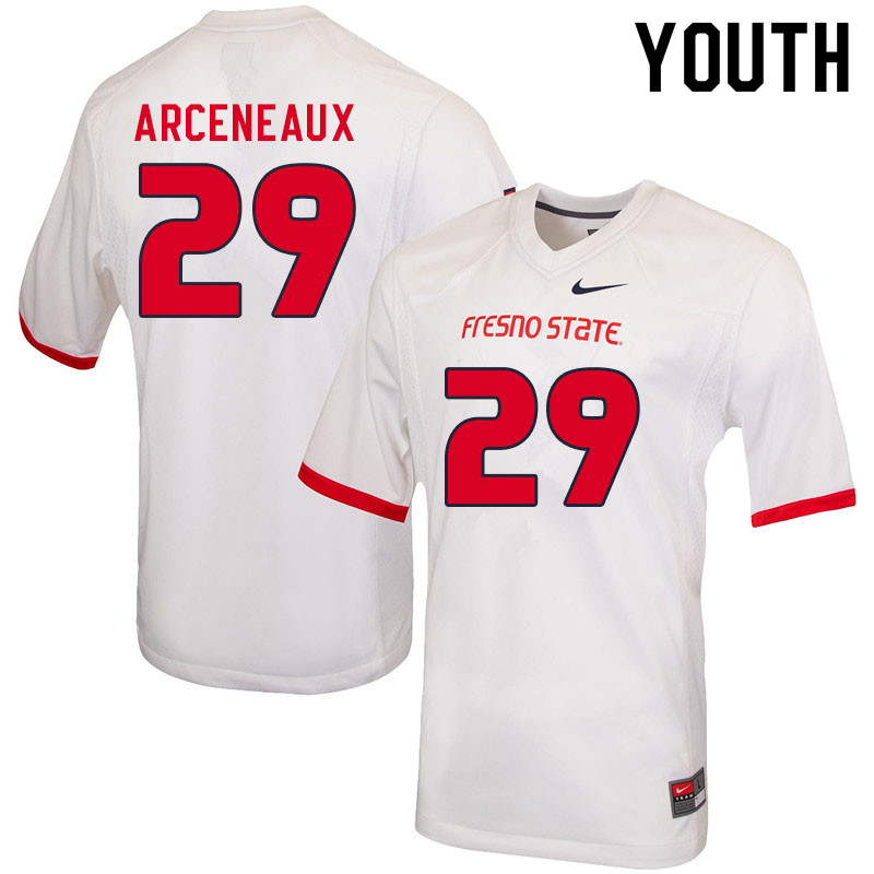 Youth #29 Johnathan Arceneaux Fresno State Bulldogs College Football Jerseys Sale-White - Click Image to Close